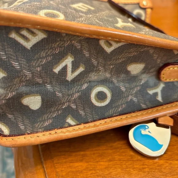 Dooney and Bourne Vintage Leather Letters Crossbody Bag Brown Tan - Picture 10 of 12